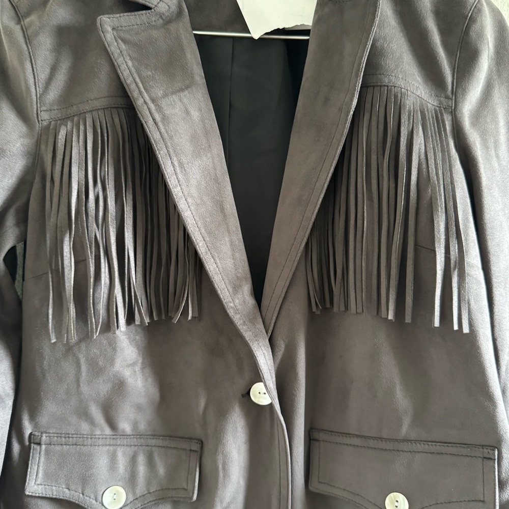 NWT Gray Suede? Fringe Western Jacket size Medium - Picture 5 of 9